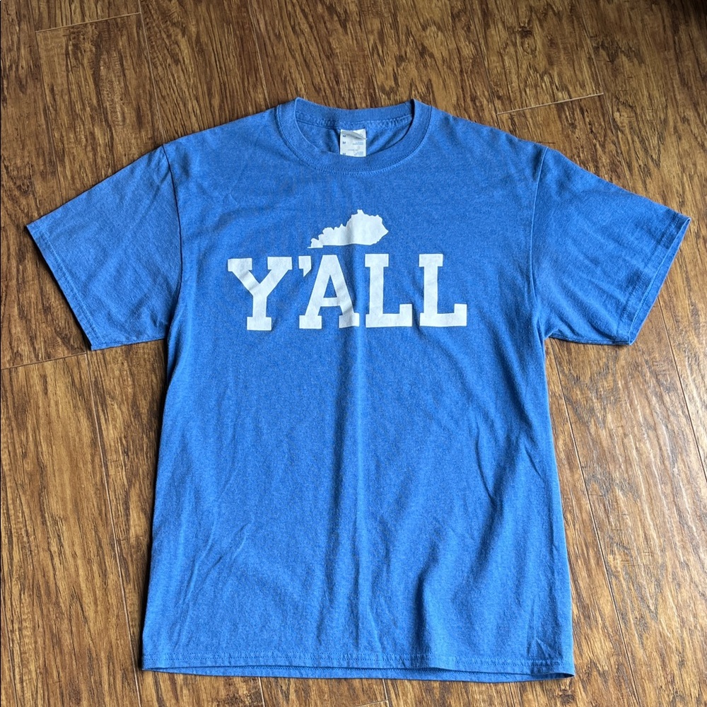 Blue "Y'ALL" Graphic Tee - Casual Shirt
